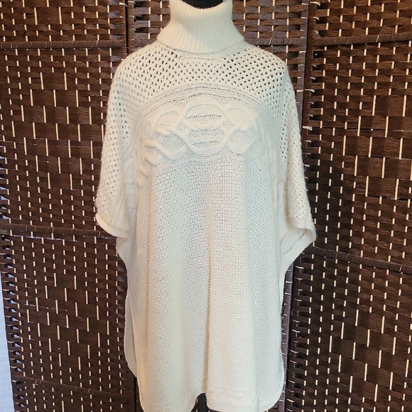 Ralph Lauren Ivory Turtleneck Poncho - Picture 1 of 7
